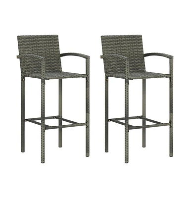 vidaXL Bar Stools pcs Gray Poly Rattan