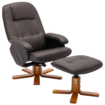Simplie Fun Recliner Chair With Ottoman, Swivel Recliner Chair With Wood Base For Livingroom, Bedroom