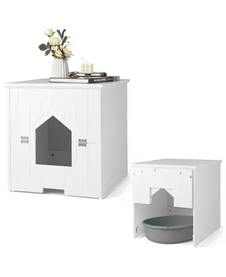 Cat Litter Box Enclosure with Flip Magnetic Half Door