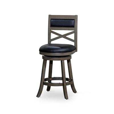 Simplie Fun 24" Counter Height X-Back Swivel Stool, Weathered Gray Finish