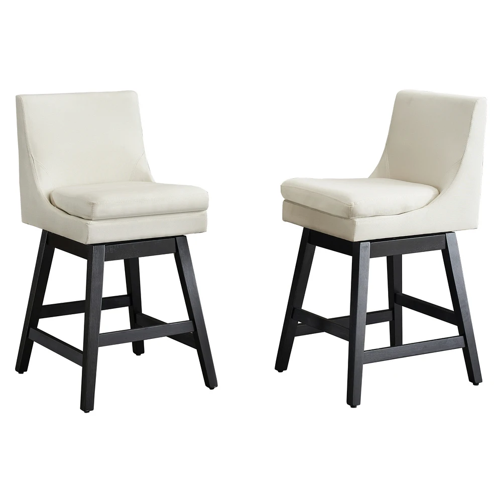 Streamdale Furniture Set of 2 Modern Upholstered Swivel Bar Stools