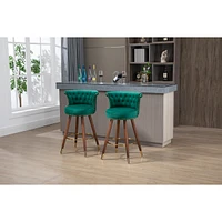 Simplie Fun Swivel Bar Stools With Backrest Footrest, With A Fixed Height Of 360 Degrees