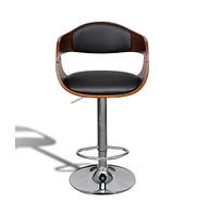 vidaXL Bar Stool Bent Wood and Faux Leather