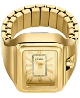 Fossil Women's Raquel Two-Hand Gold-Tone Stainless Steel Ring Watch 14mm