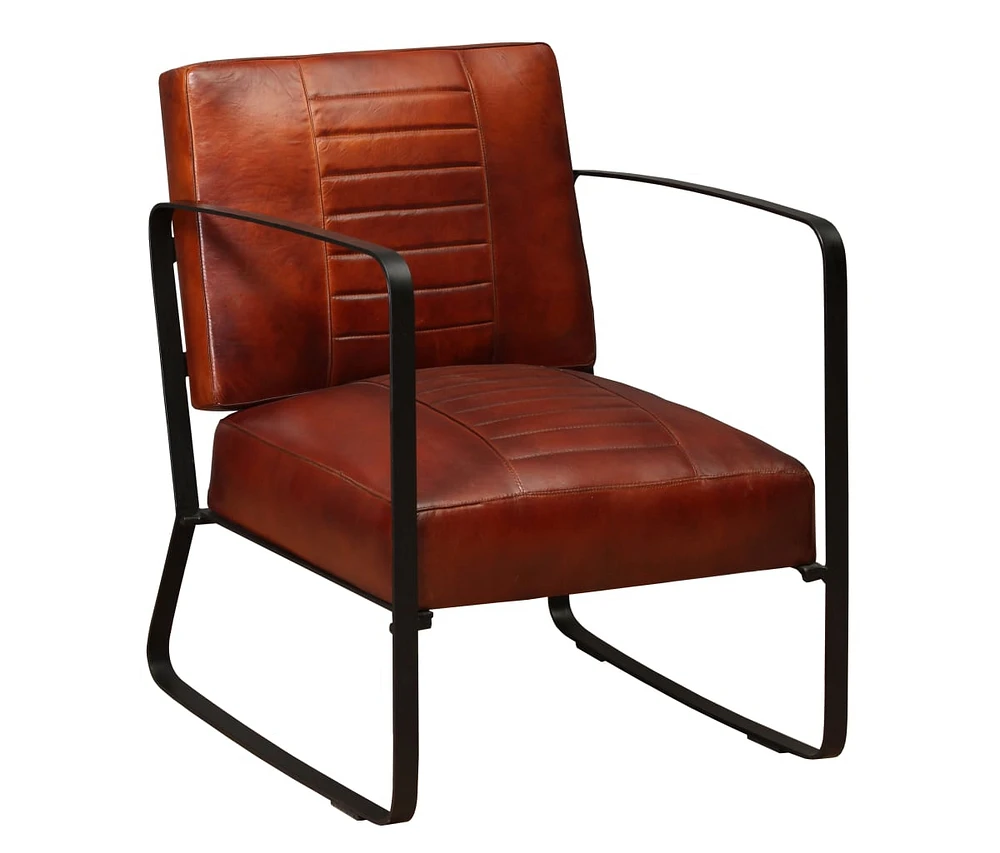 vidaXL Lounge Chair Brown Genuine Leather