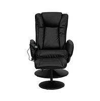 Massaging Multi-Position Plush Recliner Chair With Side Pocket And Ottoman