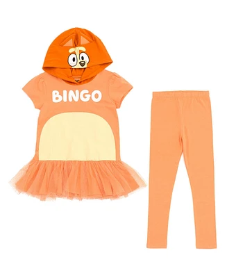 Bluey Girls Bingo Cosplay T-Shirt Dress and Leggings Outfit Set