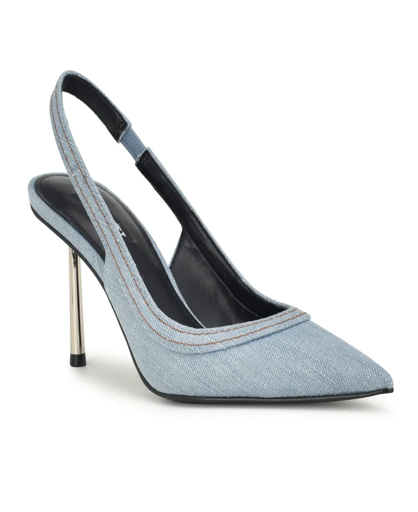 Nine West Women's Denaye Pointy Toe Stiletto Dress Pumps - Blue Denim