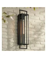 Jericho 28" High Modern Farmhouse Rustic Outdoor Wall Light Fixture Mount Porch House Exterior Outside Lantern Edison Bulb Textured Black Finish Metal