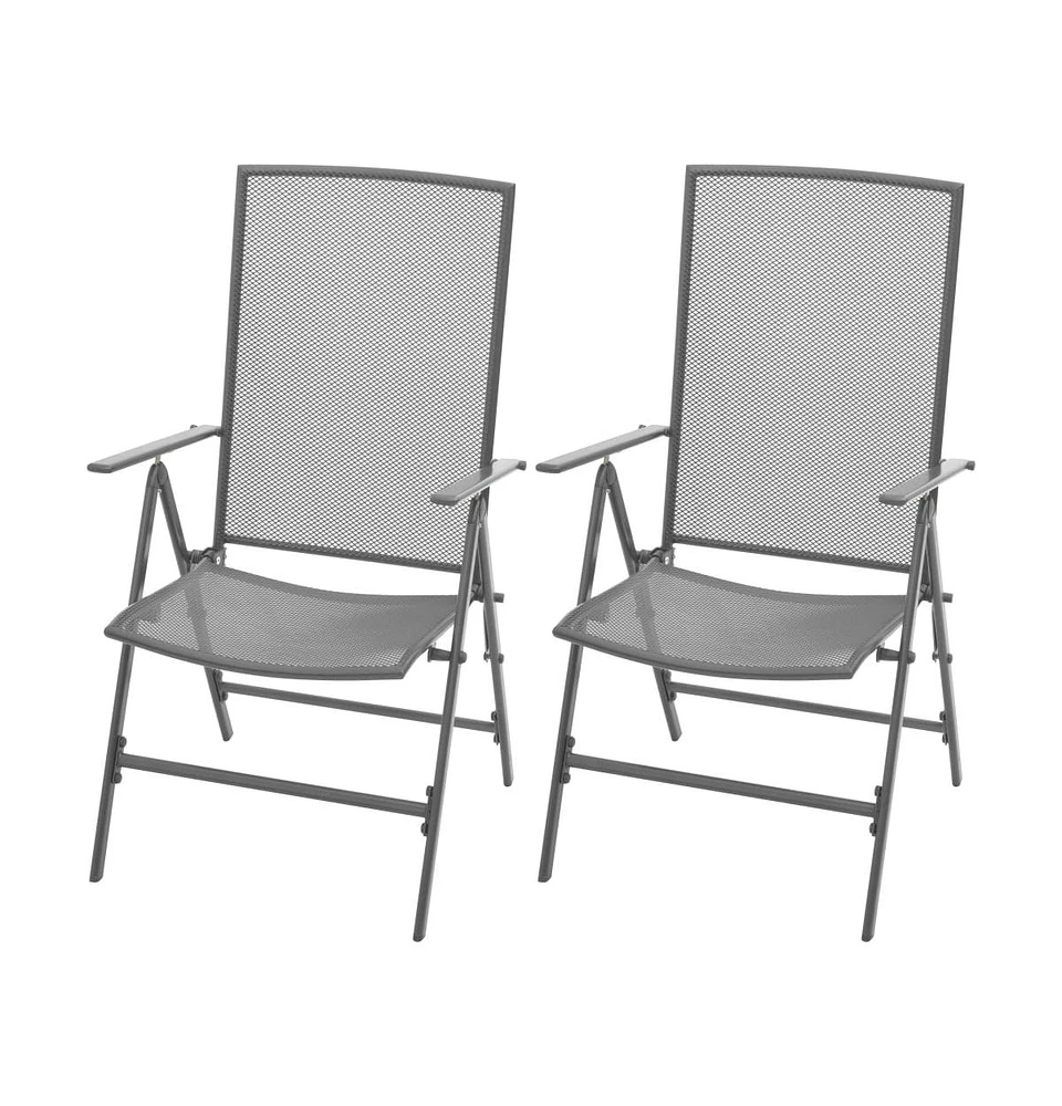 vidaXL Stackable Patio Chairs 2 pcs Steel Gray