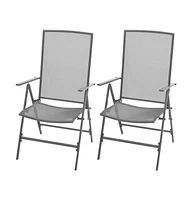 vidaXL Stackable Patio Chairs 2 pcs Steel Gray