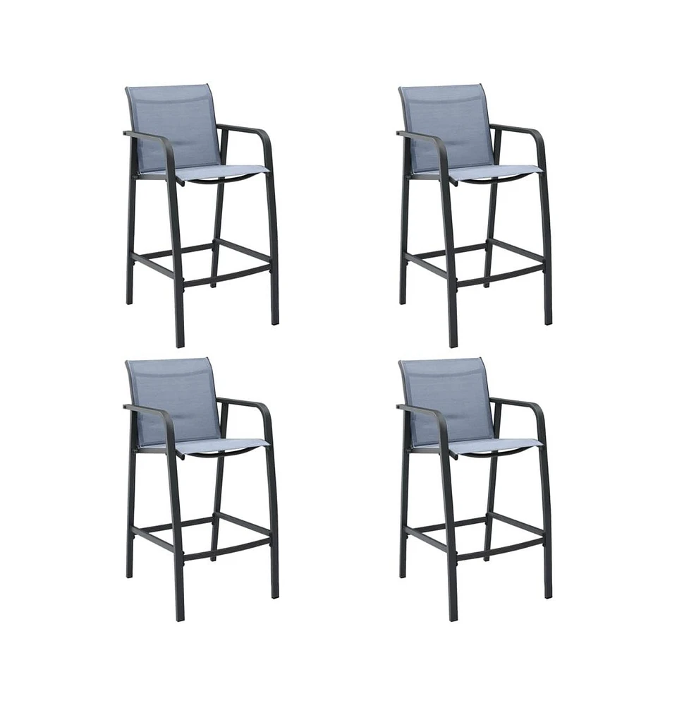 Patio Bar Chairs 4 pcs Gray Textilene