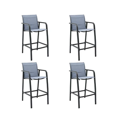 Patio Bar Chairs 4 pcs Gray Textilene