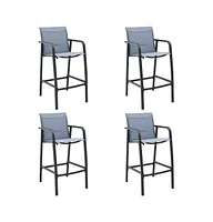 Patio Bar Chairs 4 pcs Gray Textilene