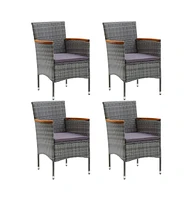 Patio Dining Chairs 4 pcs Poly Rattan Gray