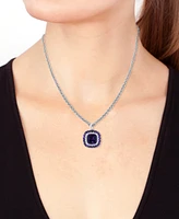 Effy Amethyst (10 ct. t.w.) & White Topaz (5/8 ct. t.w.) 18" Halo Pendant Necklace in Sterling Silver