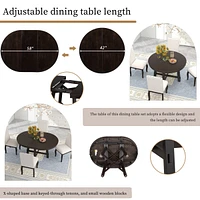 Oak Wood Farmhouse Dining Table with Extendable Leaf
