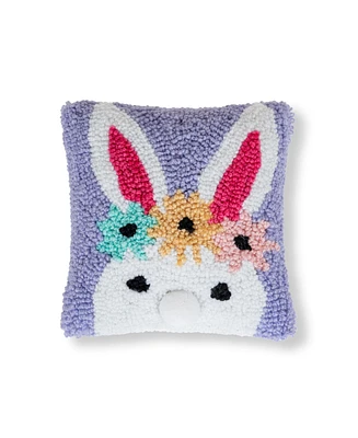 8" x 8" Floral Bunny Hooked Small Petite Throw Pillow