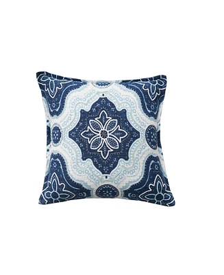 carol & frank 20" x 20" William Indigo Blue and Surf Pillow