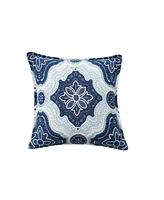 carol & frank 20" x 20" William Indigo Blue and Surf Pillow