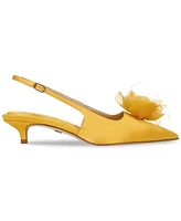 Sam Edelman Women's Faye Embellished Feather Slingback Kitten-Heel Pumps