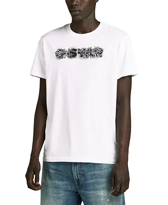 G-Star Raw Men's Short Sleeve Crewneck Distressed Logo T-Shirt