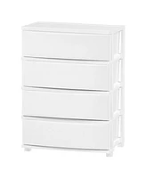 Iris Usa 4 Wide Drawer Storage, Organizer Unit for Bedroom, Closet, Living Room, Nursery, Dorm, White Frame with Matte White Front Panels