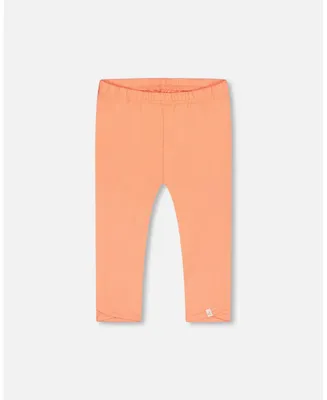 Girl Organic Cotton Capri Legging Salmon Orange