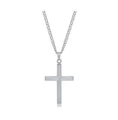 Stainless Steel or Gold Plated over Stainless Steel Polished 3D Cross Necklace