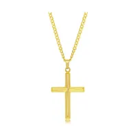 Stainless Steel or Gold Plated over Polished 3D Cross Necklace