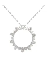 Suzy Levian New York Suzy Levian Sterling Silver Cubic Zirconia Starburst Open Circle Pendant Necklace