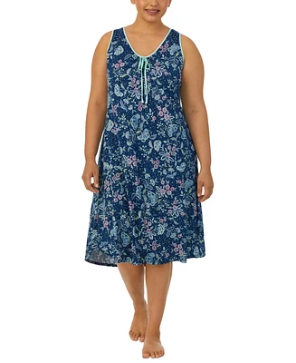 Ellen Tracy Plus Size Printed Sleeveless Midi Nightgown