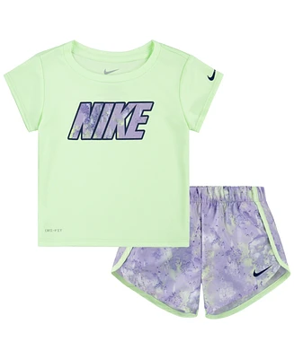 Nike Toddler Girls Dri-fit Short Sleeve Tee and Shorts Set