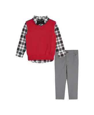 Toddler/Child Boys White Plaid Button-down w/Vest Set