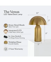 Brightech Venus 9.5" Glass Contemporary Led Table Lamp with Dimmer