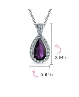 Classic Bridal Jewelry Pear Shape Solitaire Teardrop Halo Aaa 15CT Cz Simulated Purple Amethyst Pendant Necklace For Women Prom Bridesmaid Wedding Rho