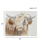 Ink+Ivy Windswept Hand Embellished Highland Bull Canvas Wall Art