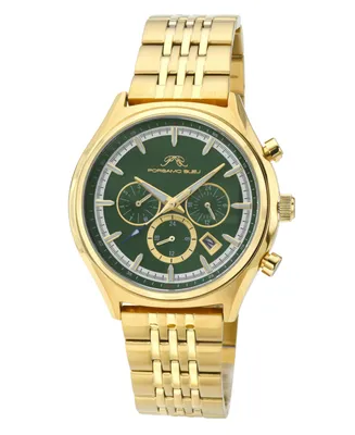 Porsamo Bleu Charlie Stainless Steel Multifunction Gold Tone & Green Men's Watch 1261FCHS