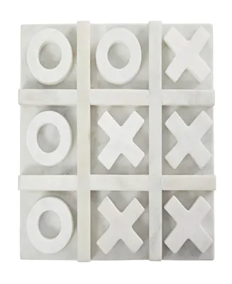 Rosemary Lane Real Marble Tic Tac Toe Game Set, 9" x 9" x 1"