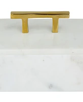 Rosemary Lane Real Marble Box with Gold-Tone Handle Set of 3 - 12", 10", 8" W