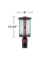Fallbrook Collection Modern Industrial Outdoor Post Light Fixture Bronze Steel 15 3/4" Clear Frosted Double Glass Lantern for Exterior House Porch Pat