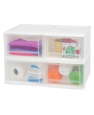 Iris Usa 4Pack 17qt Medium Stackable Plastic Drawers for Clothes, White