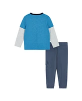 Andy & Evan Toddler Boys Toddler/Child Racecar Long Sleeve Two-Fer Tee Set