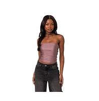 Edikted Women's Maxeen Shiny Gathered Tube Top