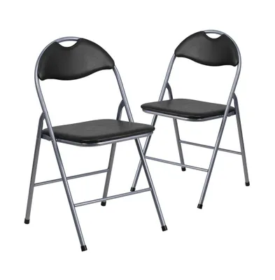 Pack Vinyl Metal Folding Chair With Carrying Handle