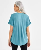 Style & Co Women's Split-Neck Short Sleeve Knit Shirt