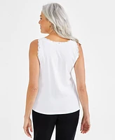 Style & Co Women's Lace-Trim Cotton Tank Top, Created for Macy's