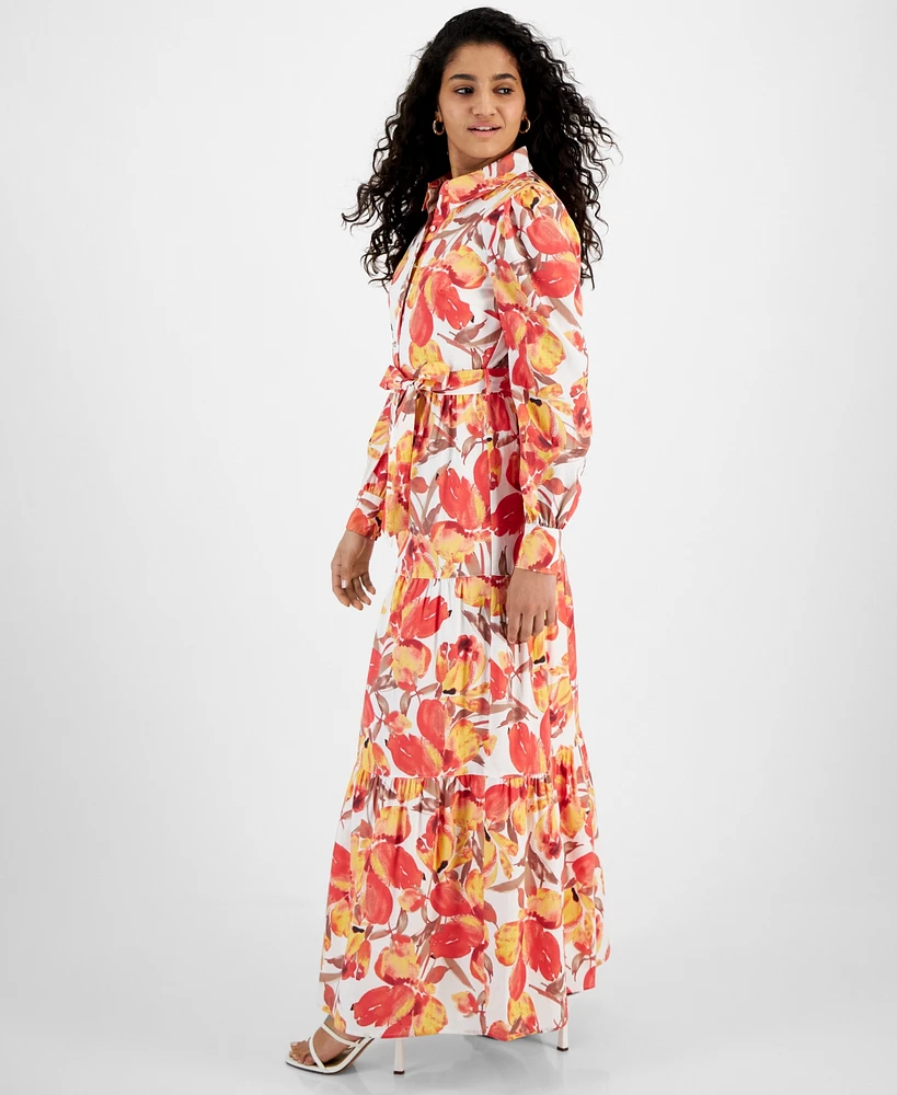 Rachel Roy Women's Pru Floral Maxi Shirt Dress