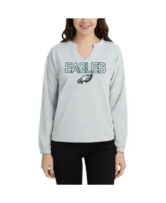 Women's Concepts Sport Gray Philadelphia Eagles Sunray Notch Neck Long Sleeve T-shirt