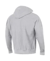 Men's Champion Heathered Gray Distressed Air Force Falcons Team Vault Logo Reverse Weave Pullover Hoodie